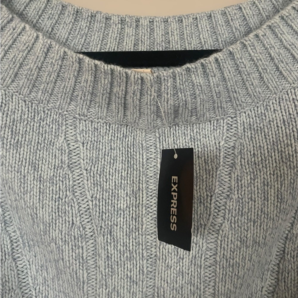 Y2K Express Knit Long Sleeve Blue Crew Neck Sweater - Size Medium - Picture 11 of 11